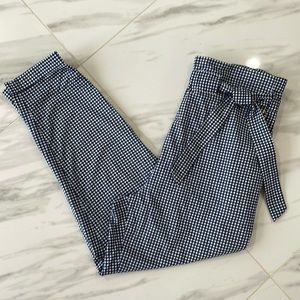 Zara Women’s 100% cotton blue white plaid high rise pants New Size XS